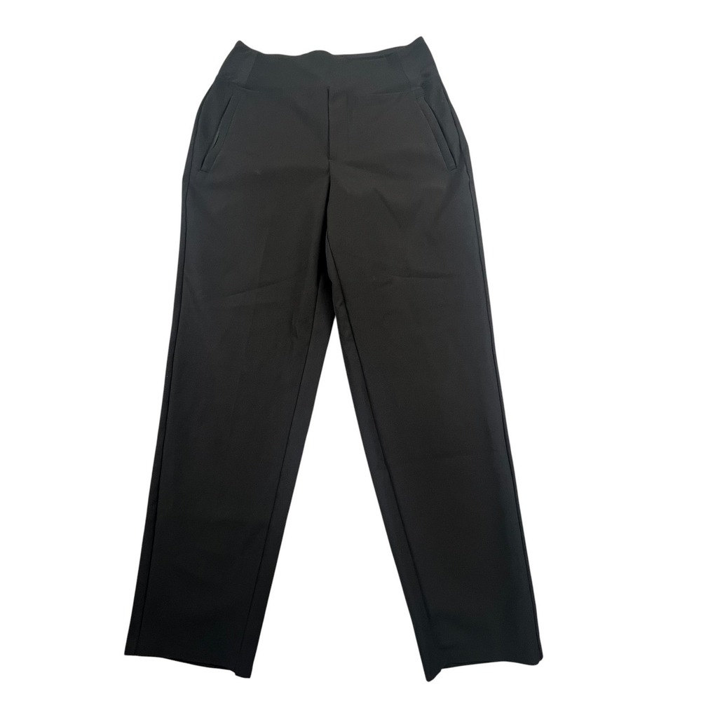 Athleta Straight Leg Pants Womens Size 4 Black High Rise Stretch Trousers